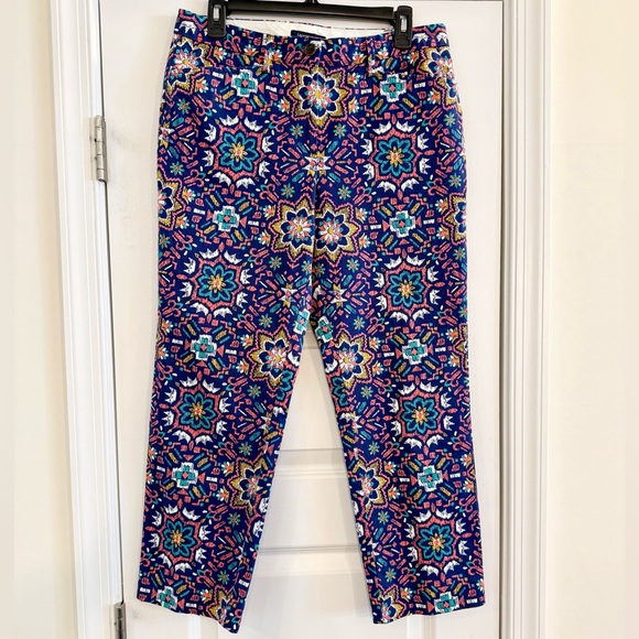 Lands' End Pants - Lands’ End Mosaic Cropped Chino Pants Women’s 6 Mid Rise Coastal Preppy